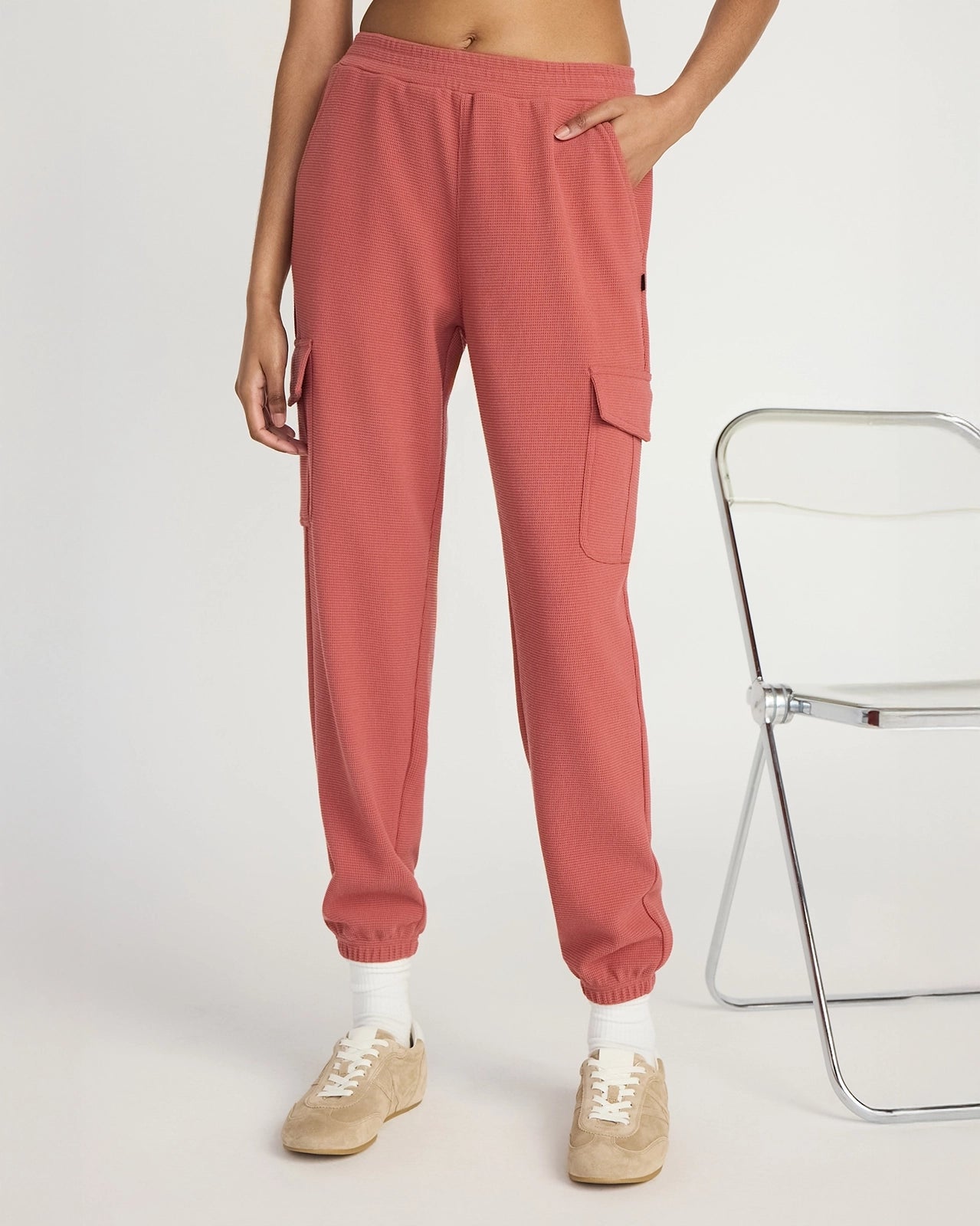 The Light Stretch GRS Certified Recycled Polyester Waffle Jogger - Marsala