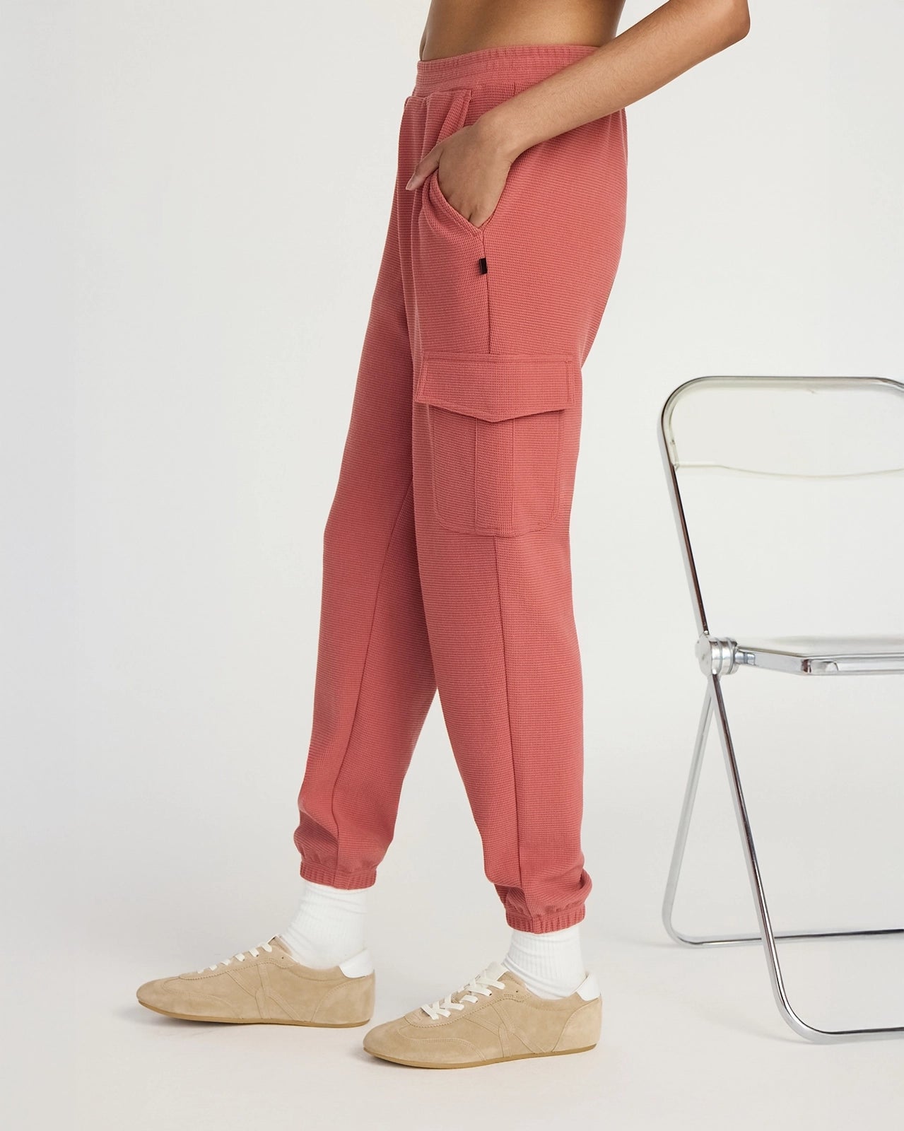 The Light Stretch GRS Certified Recycled Polyester Waffle Jogger - Marsala