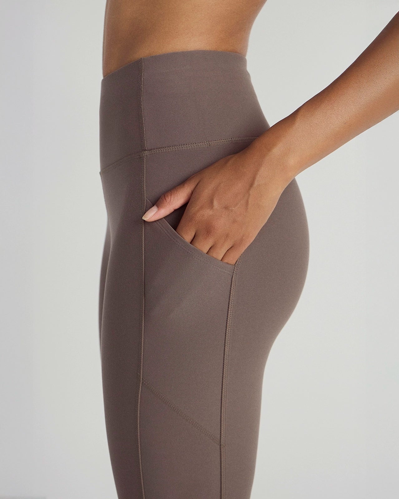 The Active Stretch GRS Certified Recycled Poly Mesh Panel Legging - Morel Taupe