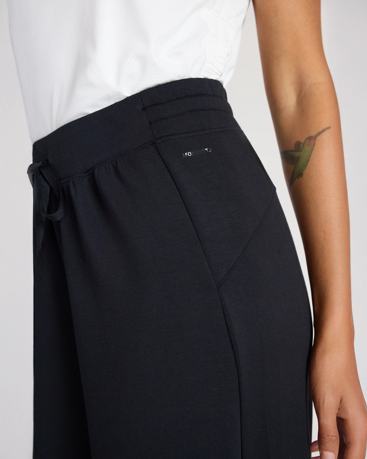The Light Stretch GRS Certified Recycled Poly + TENCEL™ Modal Wide Leg Pant - Black