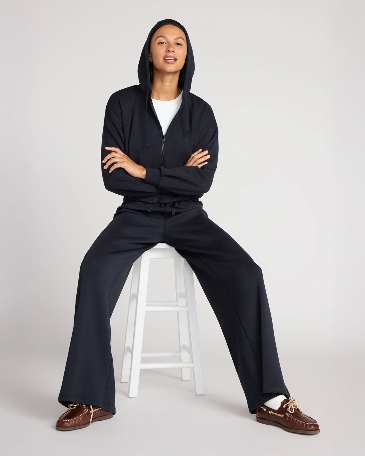 The Light Stretch GRS Certified Recycled Poly + TENCEL™ Modal Wide Leg Pant - Black