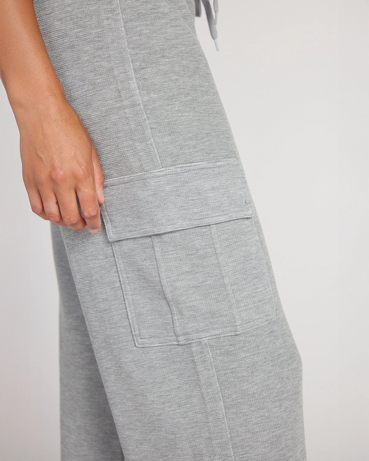 The Soft Luxe TENCEL™ Lyocell Waffle Cargo Wide Leg Pant - Htr Grey