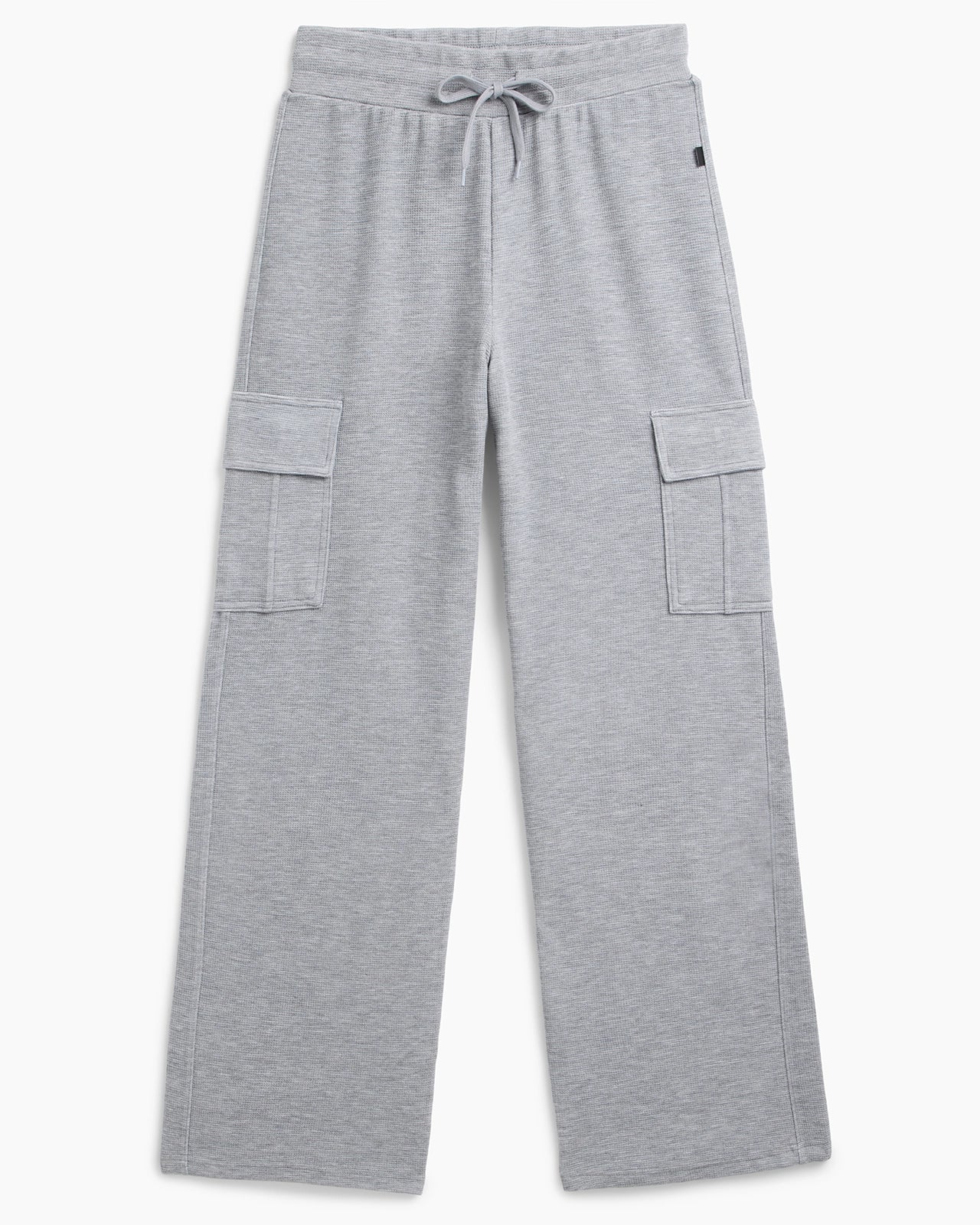 The Soft Luxe Modal + GRS Certified Recycled Poly Waffle Cargo Wide Leg Pant - Htr Grey