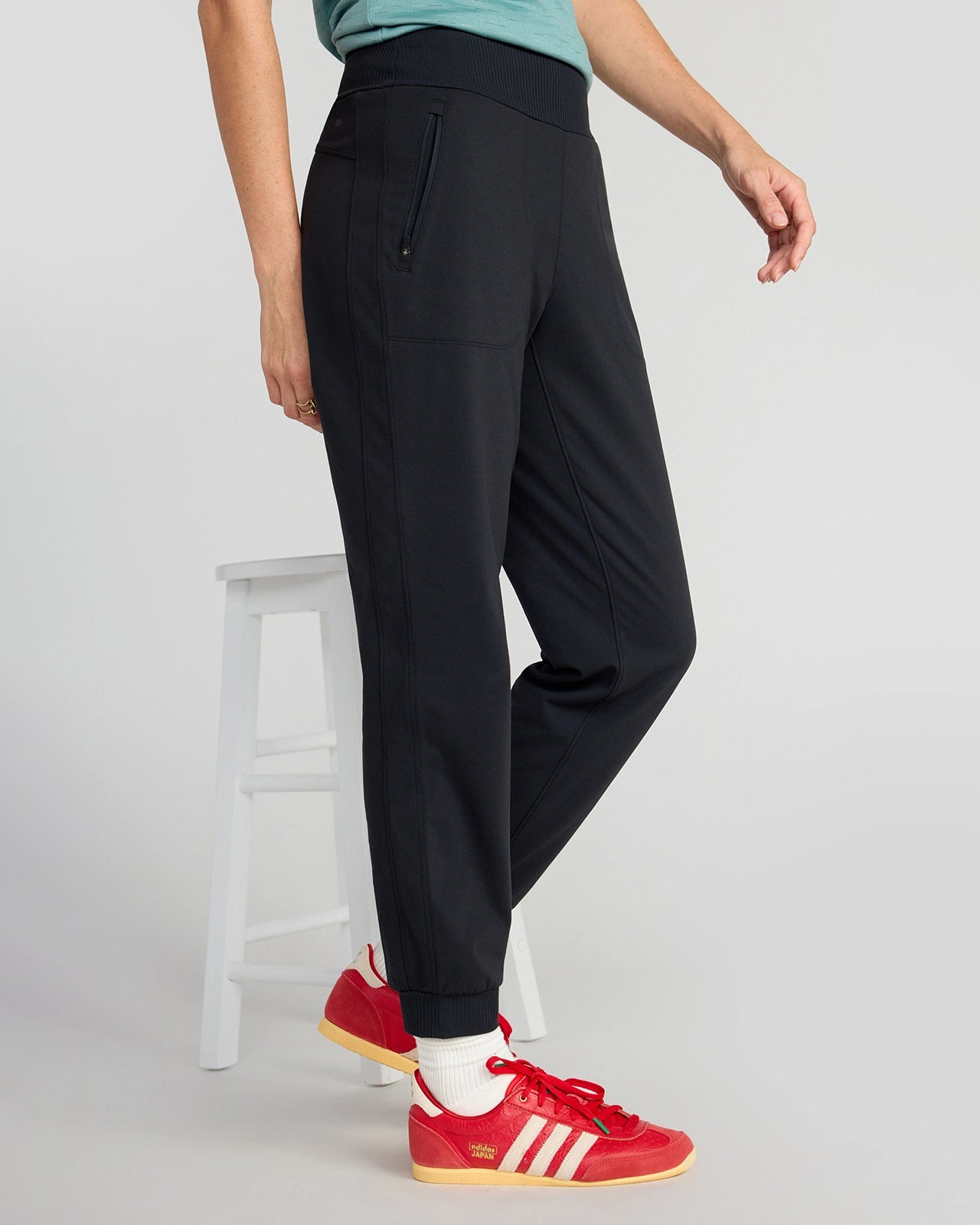 The Buttery Soft GRS Certified Recycled Nylon Mixed Media Jogger - Black