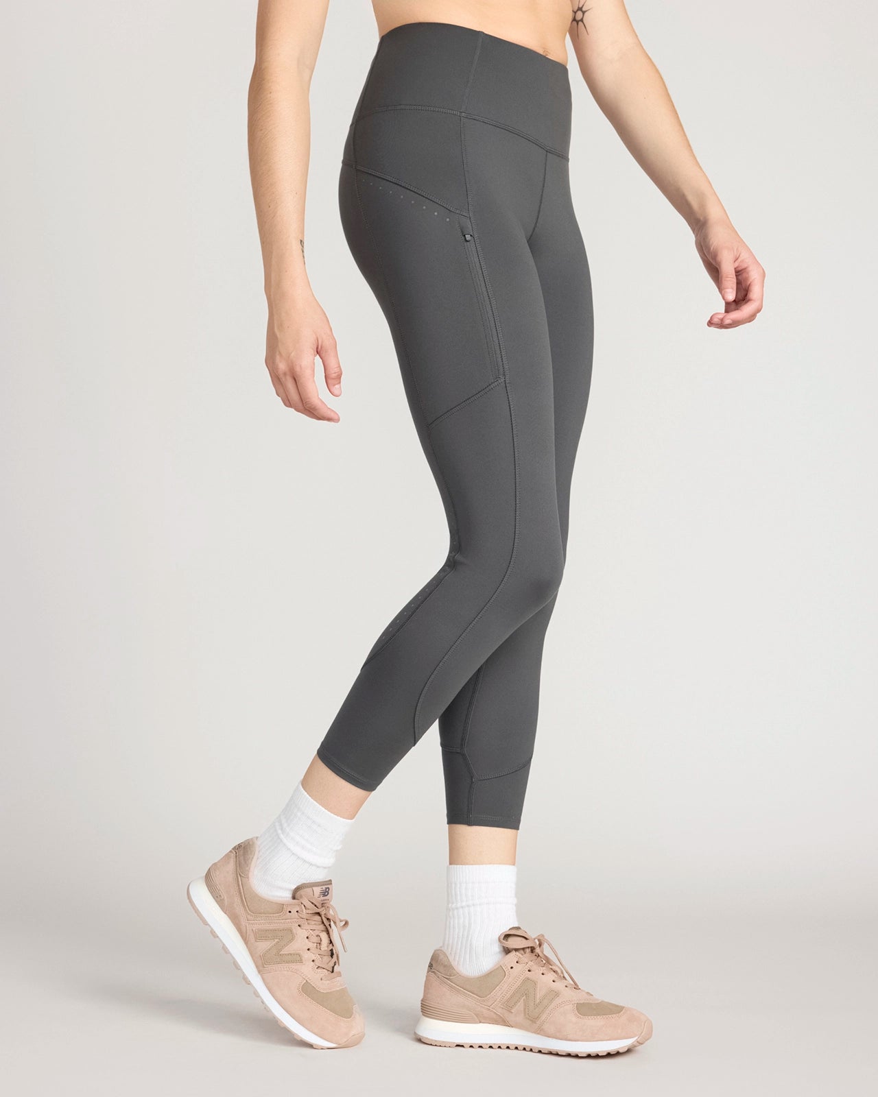 The Active GRS Certified Recycled Poly Reflective Capri Legging - Grey