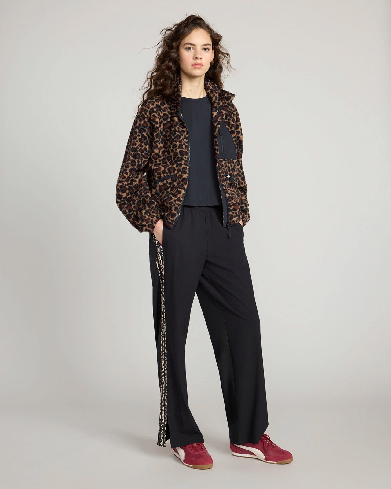 The Stretch Lightweight GRS Certified Recycled Poly Striped Tape Wide-Leg Pant - Black