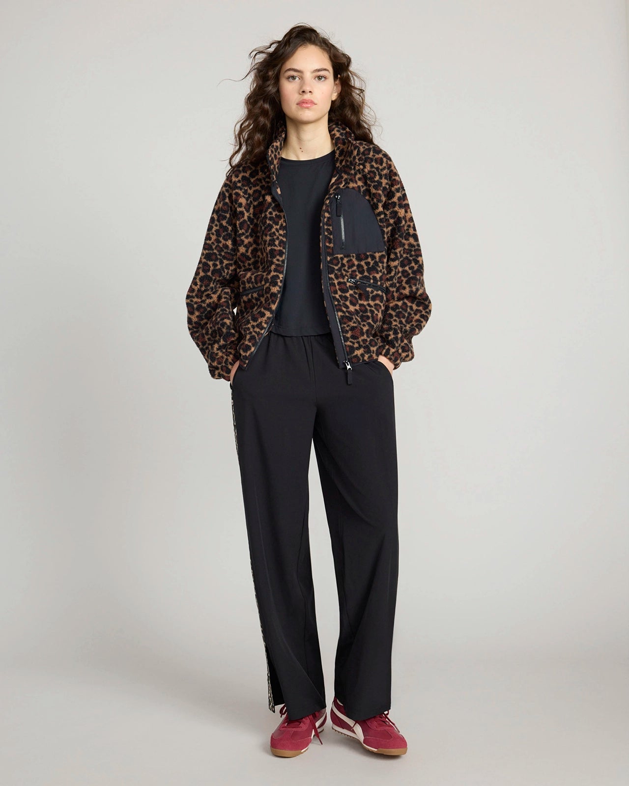 The Stretch Lightweight GRS Certified Recycled Poly Striped Tape Wide-Leg Pant - Black