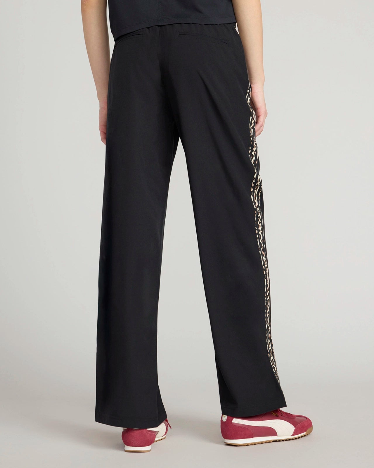 The Stretch Lightweight GRS Certified Recycled Poly Striped Tape Wide-Leg Pant - Black