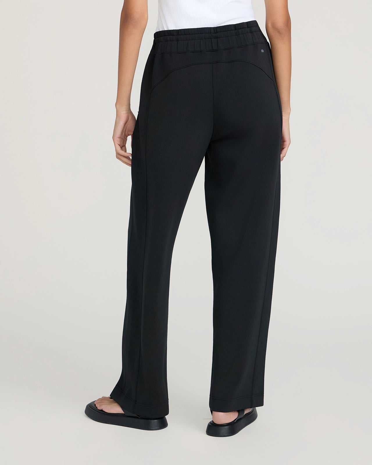 The Soft Luxe Tech Fleece Wide Leg Pant - Jet Black