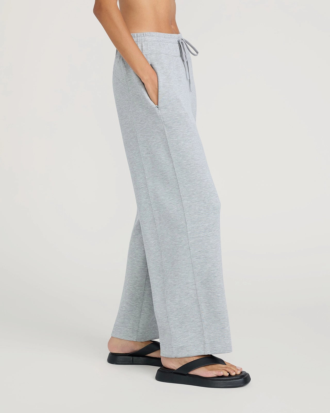 The Soft Luxe Tech Fleece Wide Leg Pant - Ash Grey