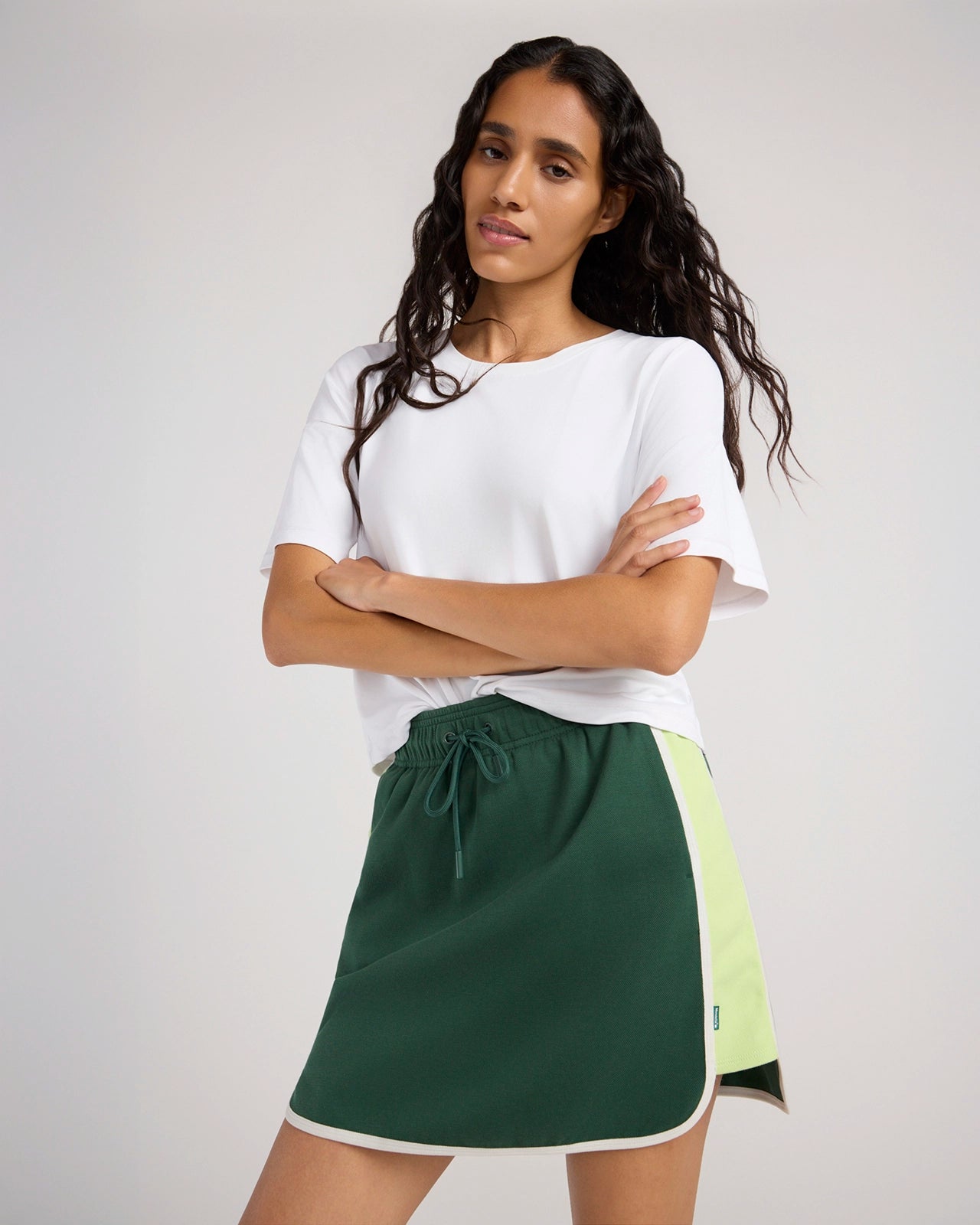 The Active Contrast Panel Pique Skort - Green