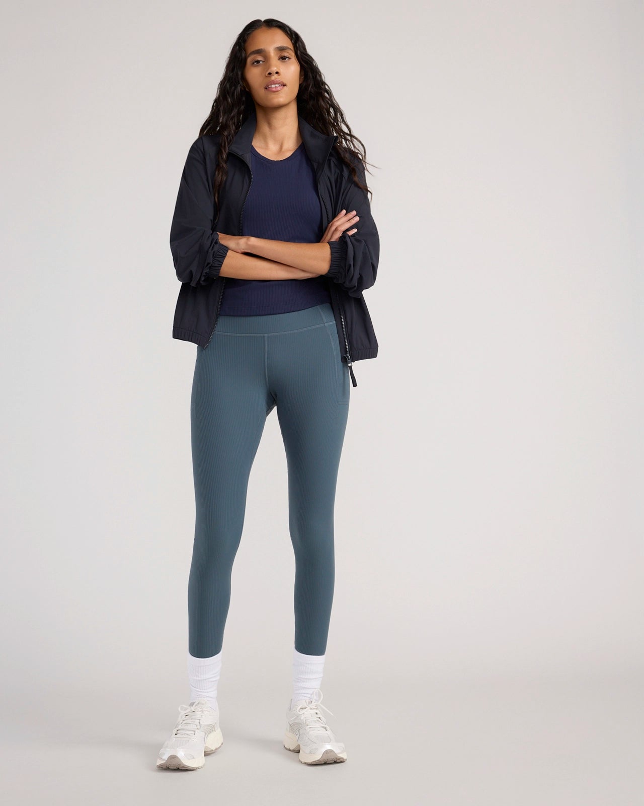 The Active Ribbed Legging - Dark Slate