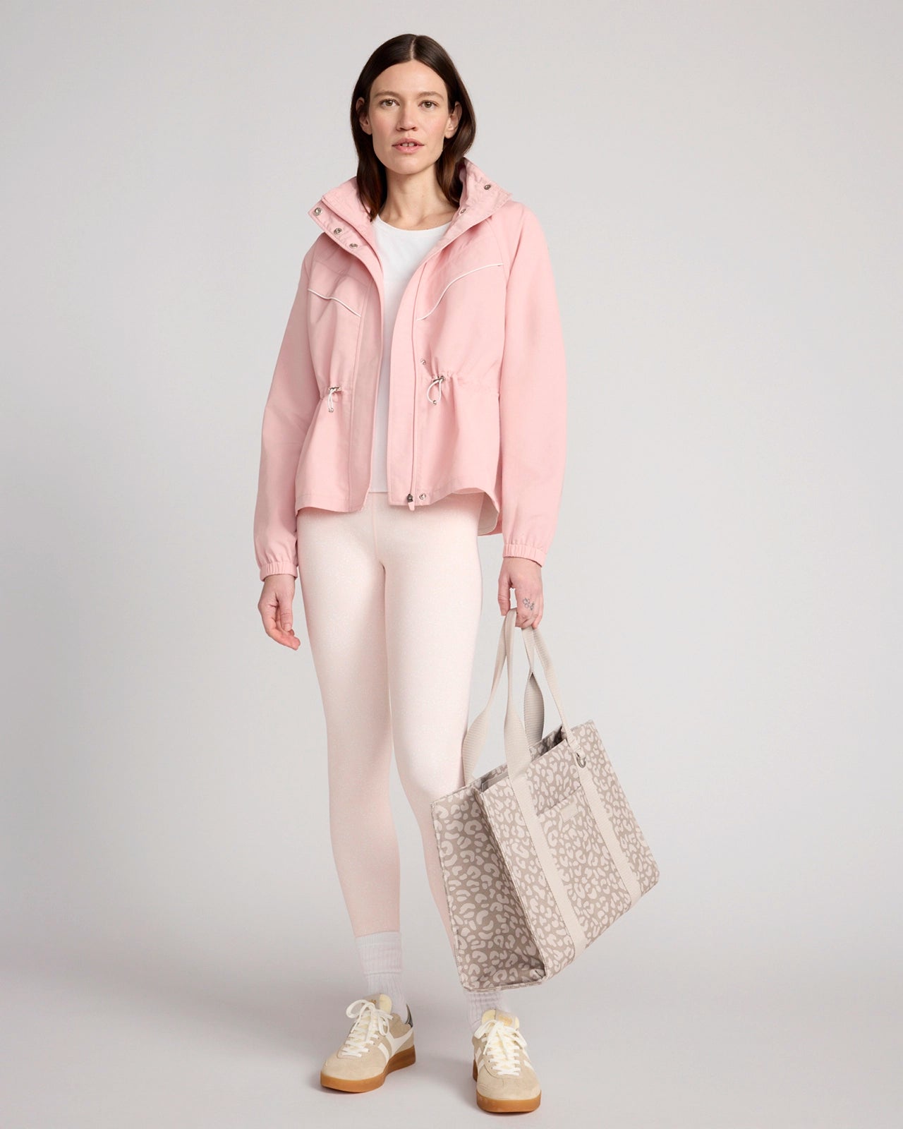 The Active GRS Certified Recycled Poly Printed Interlock Legging - Light Pink Abstract Dot Print