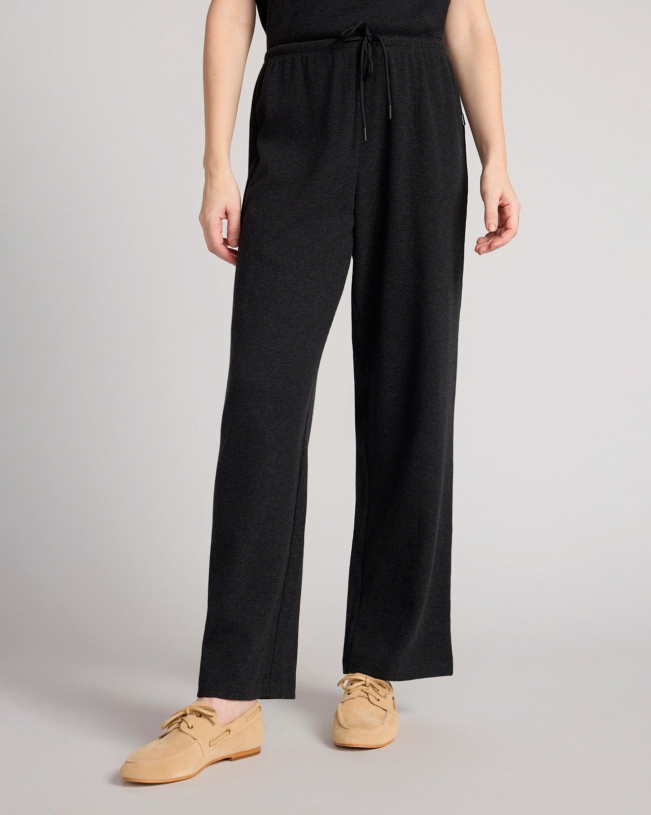 The Organic Cotton Club + GRS Certified Recycled Poly Waffle Wide-Leg Pant - Black