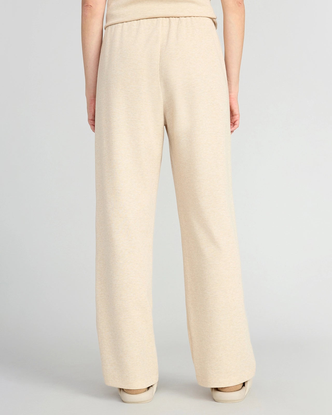 The Organic Cotton Club Waffle Wide-Leg Pant - Light Beige Brown