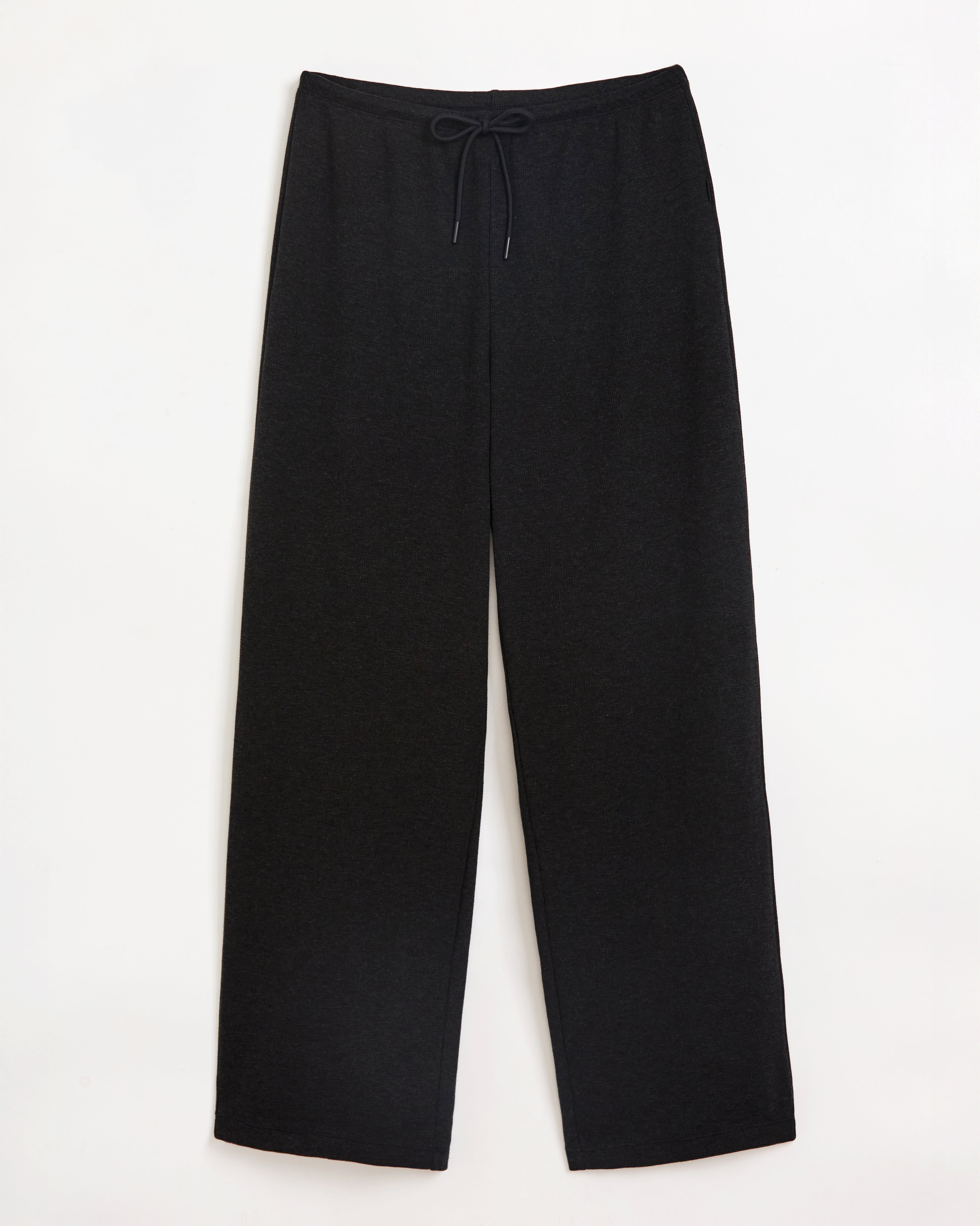 The Organic Cotton Club Waffle Wide-Leg Pant - Black