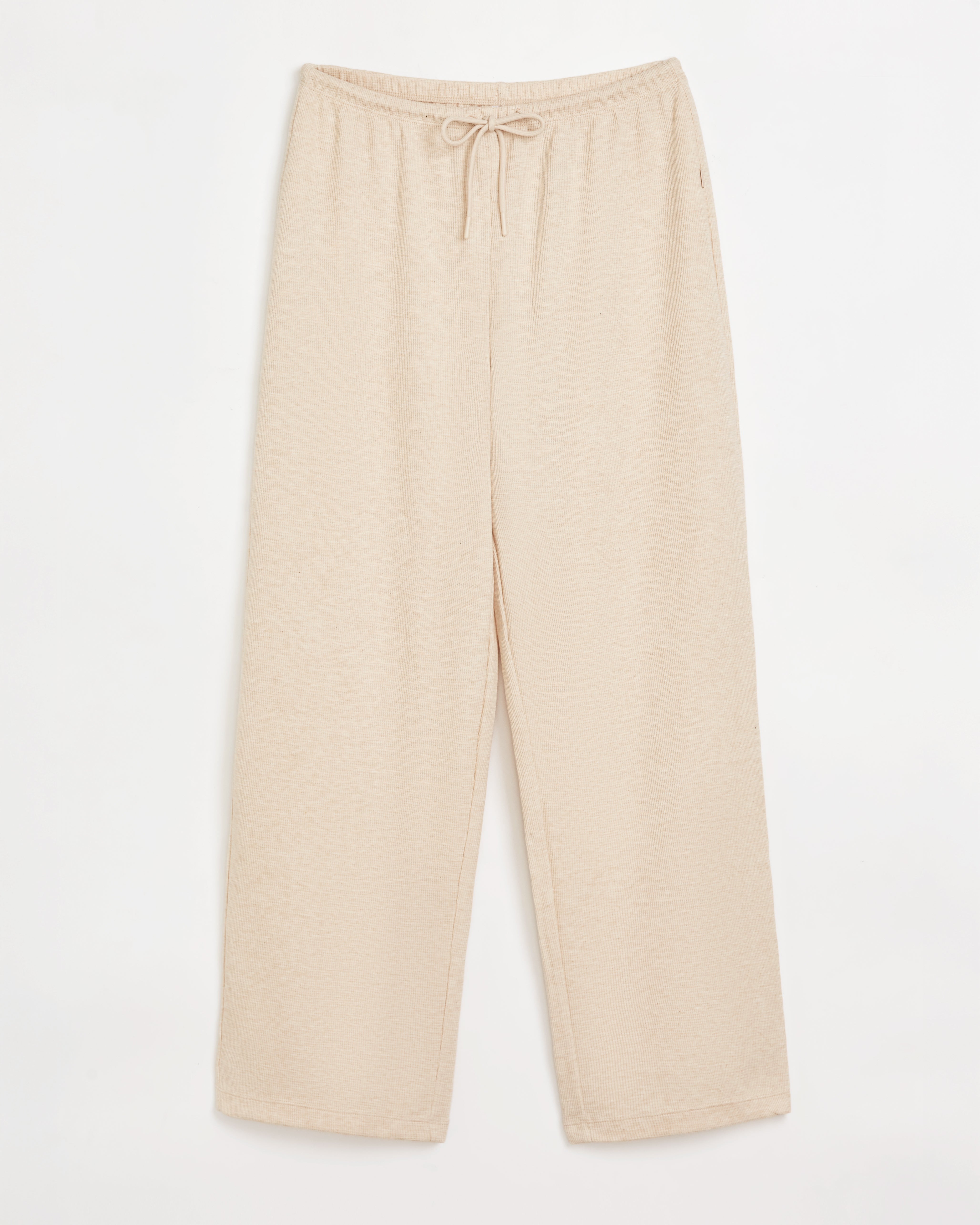 The Organic Cotton Club Waffle Wide-Leg Pant - Light Beige Brown