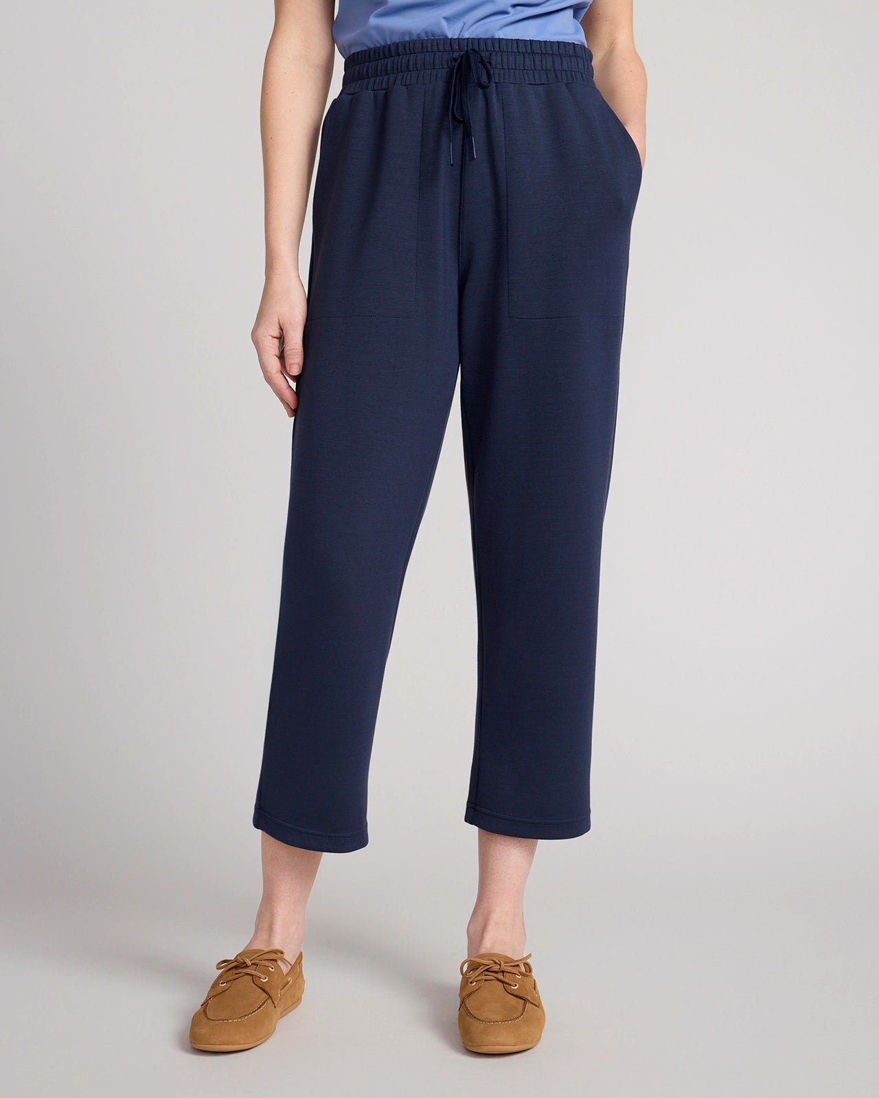 The Soft Luxe GRS Certified Recycled Poly TENCEL™ Modal Tech Fleece Capri - Navy Blazer