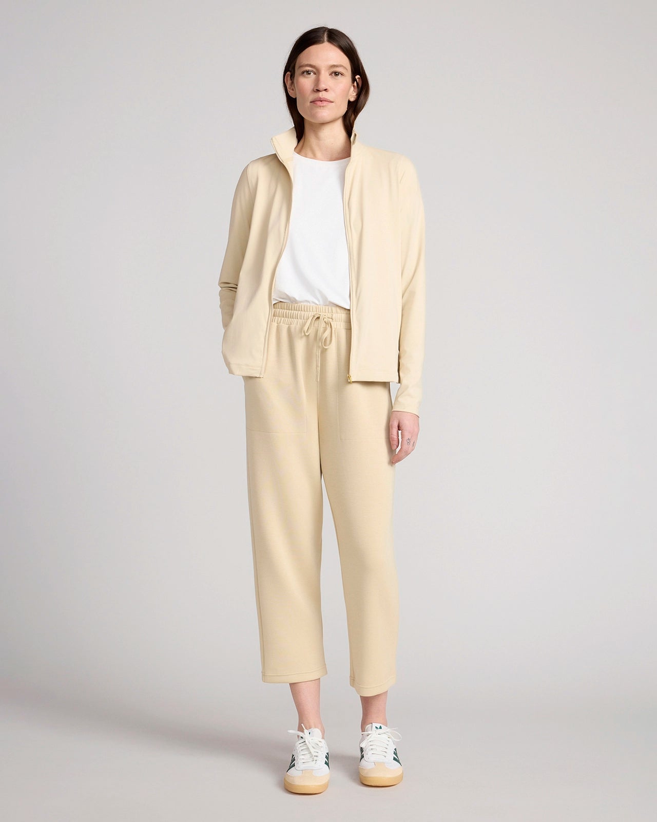 The Soft Luxe GRS Certified Recycled Poly TENCEL™ Modal Tech Fleece Capri - Brown Rice