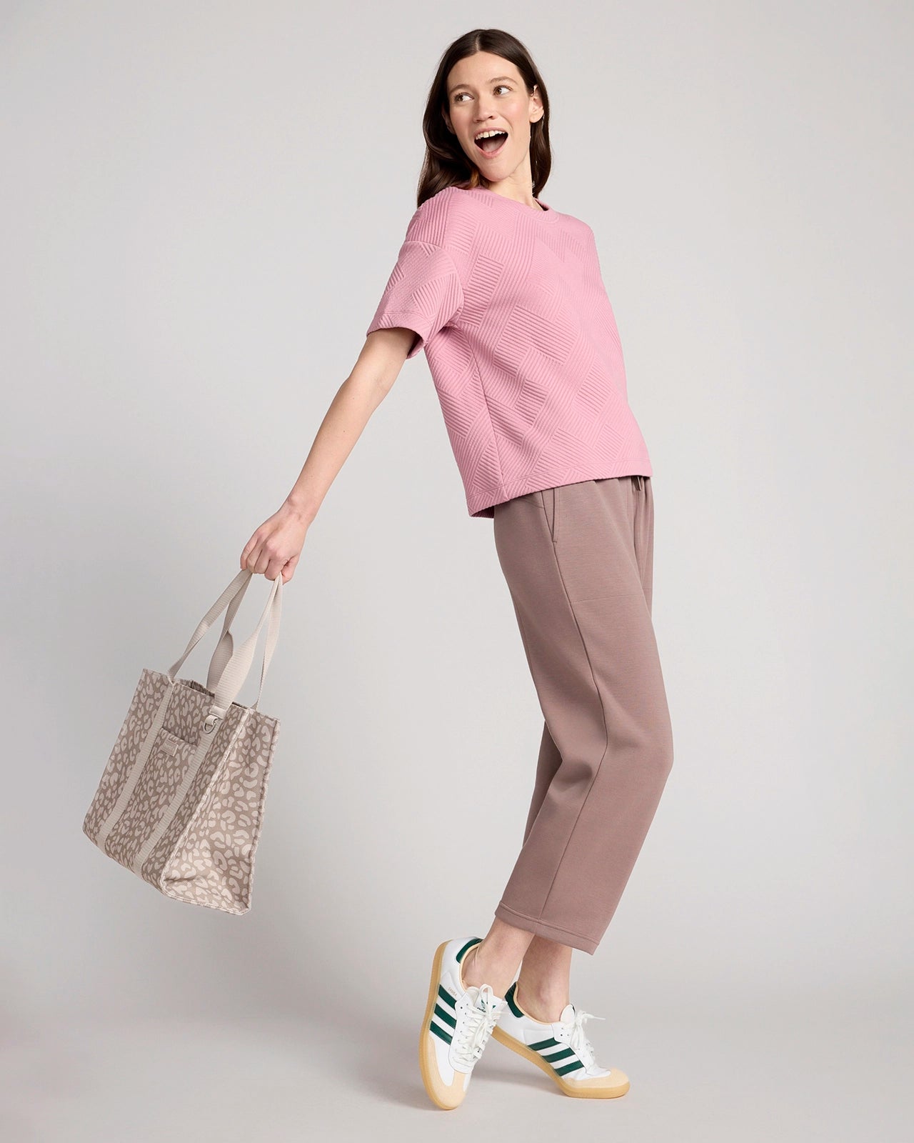 The Soft Luxe GRS Certified Recycled Poly TENCEL™ Modal Tech Fleece Capri - Deep Taupe