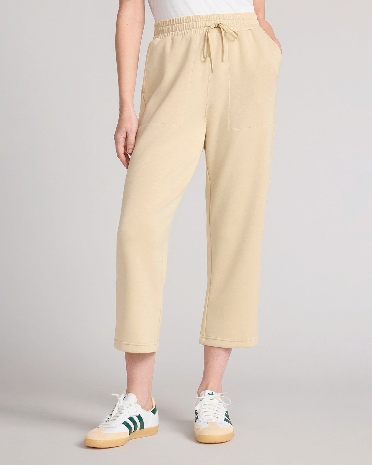 The Soft Luxe GRS Certified Recycled Poly TENCEL™ Modal Tech Fleece Capri - Brown Rice