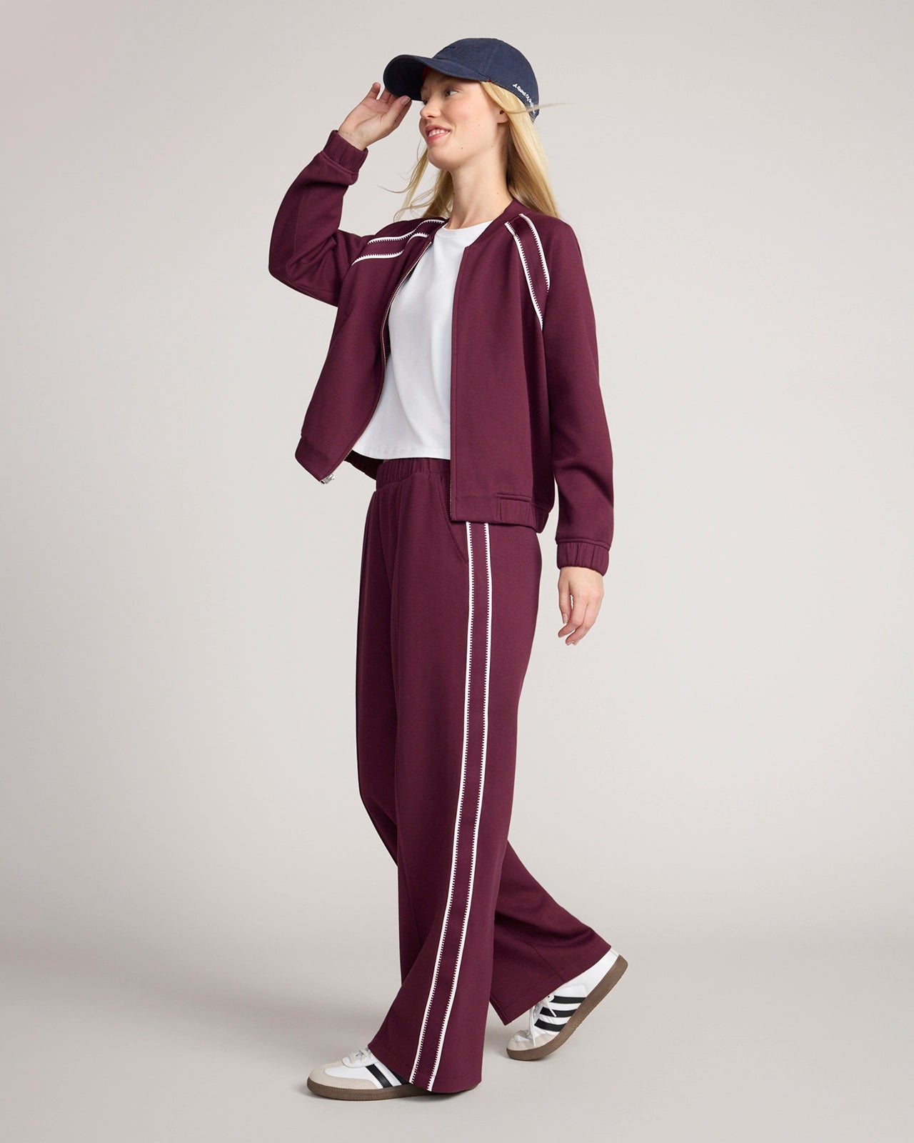 The Soft Luxe Organic Cotton Wide Leg Pant - Dark Red