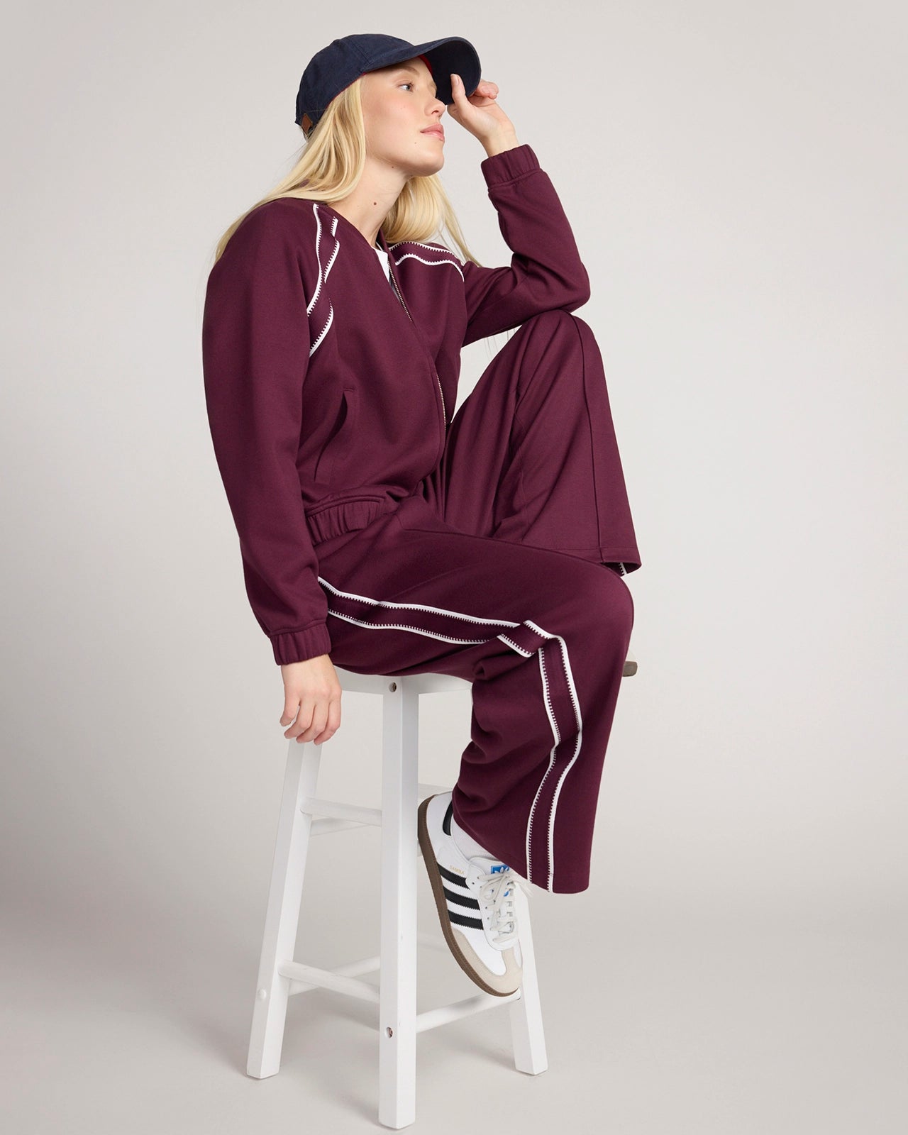 The Soft Luxe Organic Cotton Wide Leg Pant - Dark Red