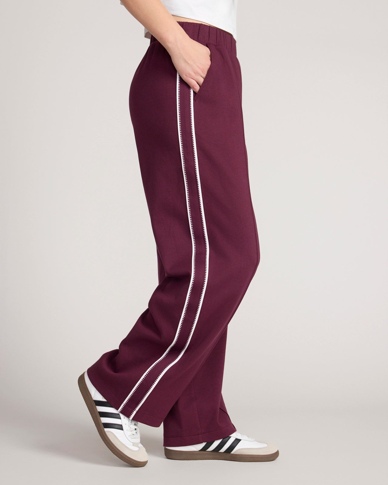 The Soft Luxe Organic Cotton Wide Leg Pant - Dark Red