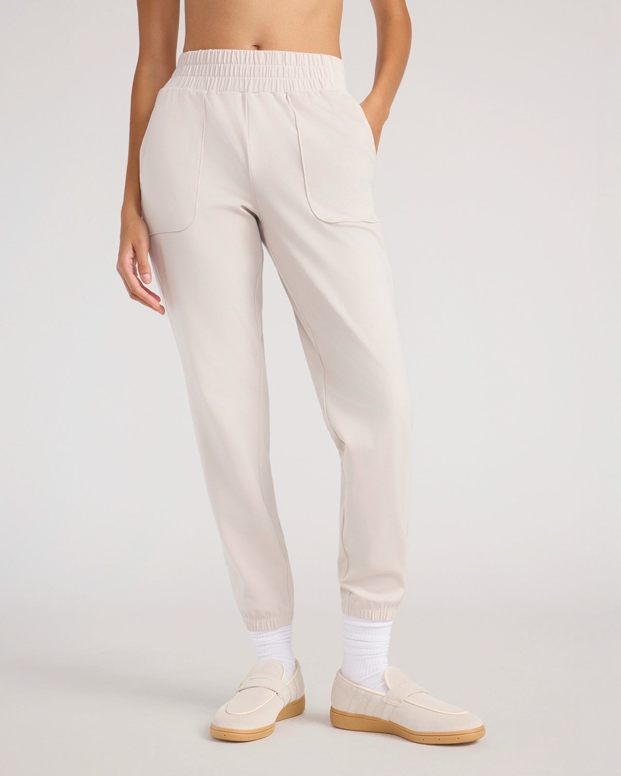 The Soft Stretch Peached Relaxed Jogger - Pumice Stone Beige