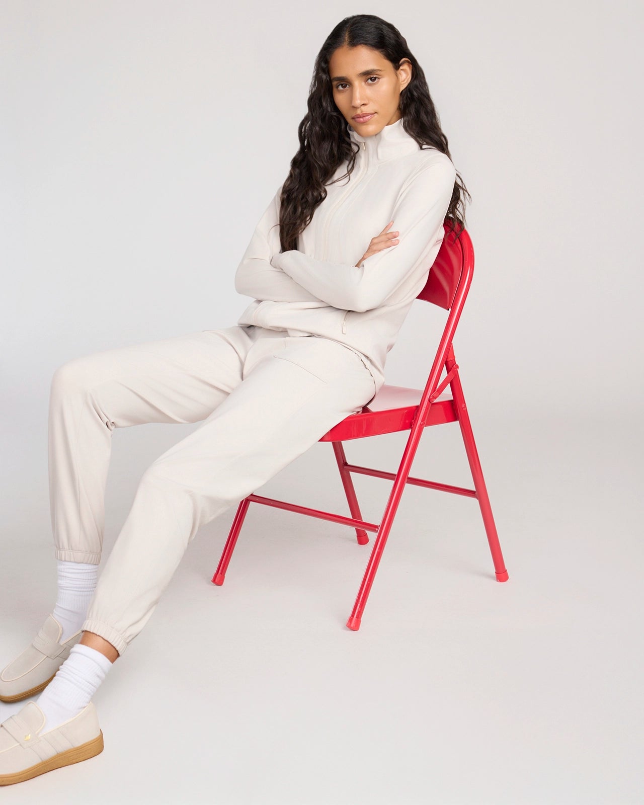 The Soft Stretch Peached Relaxed Jogger - Pumice Stone Beige