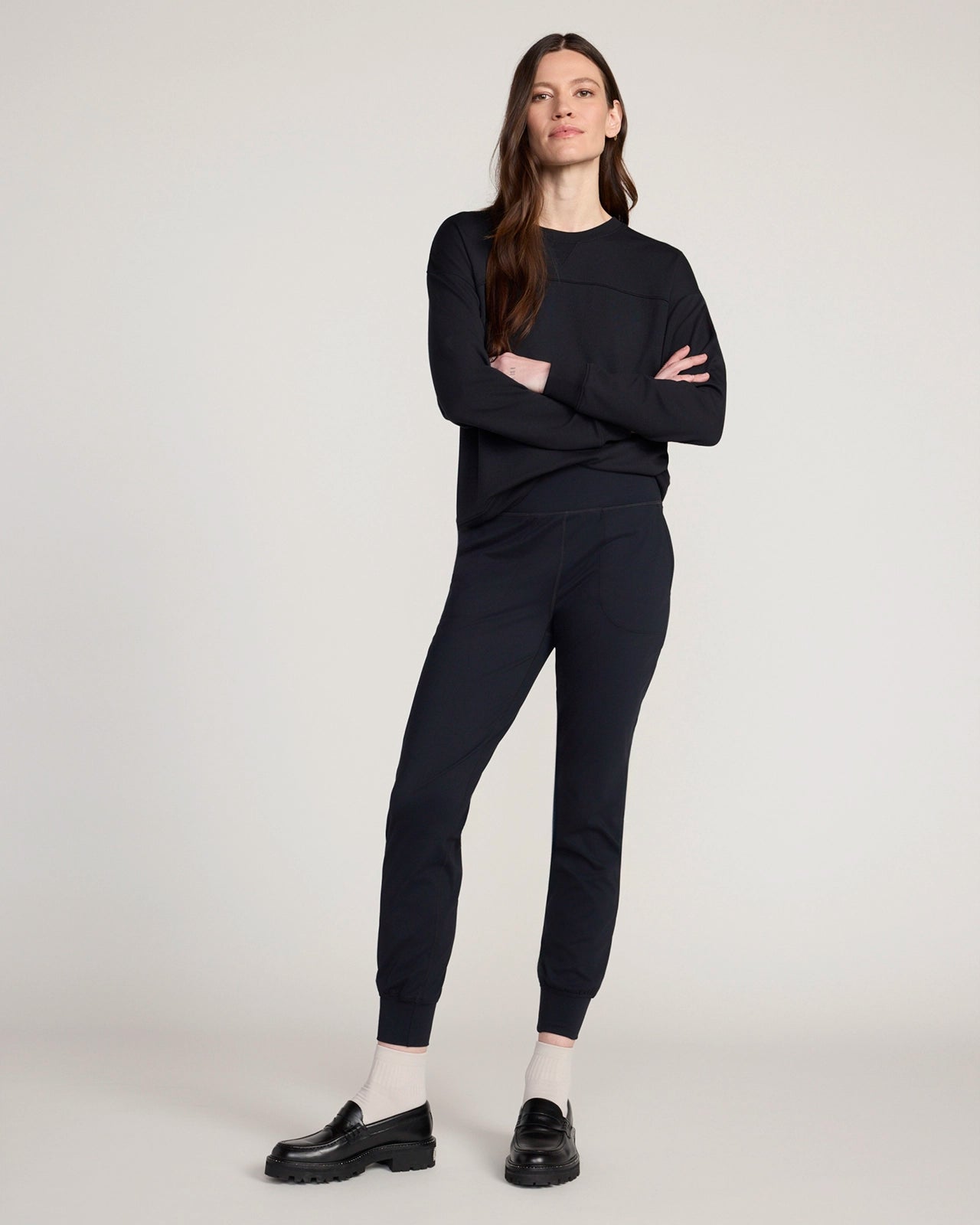 The Active Peached Interlock Jogger - Black