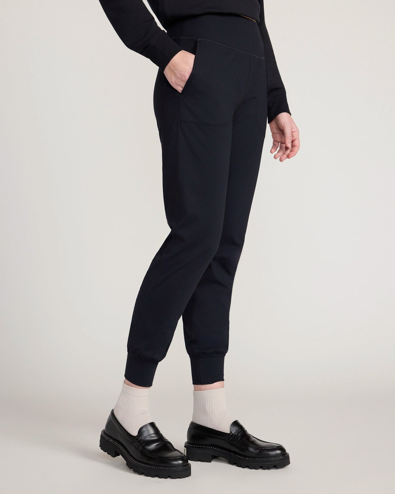 The Active Peached Interlock Jogger - Black