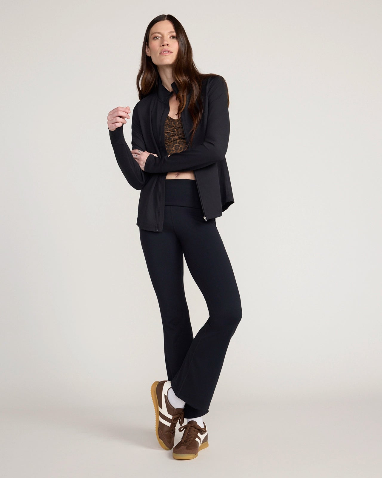 The Active Foldover Flare Legging - Black