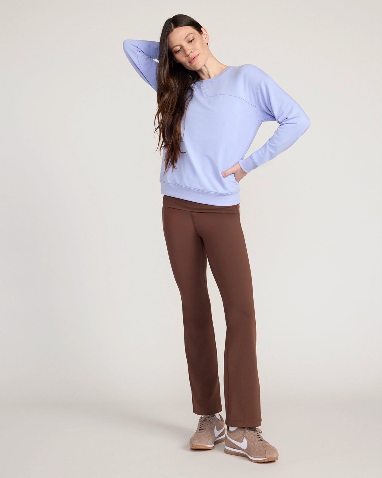 The Active Foldover Flare Legging - Shaved Chocolate