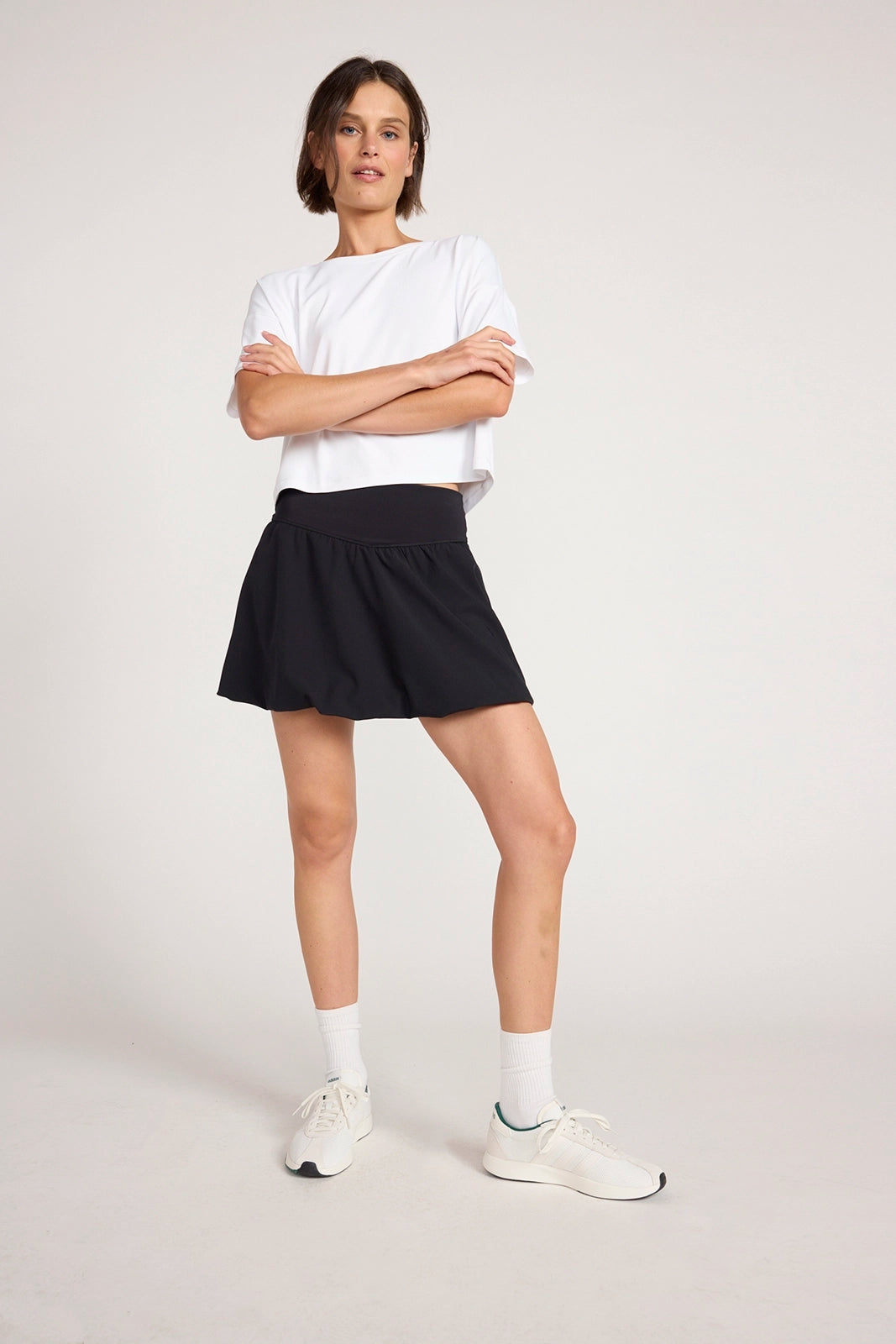 The Active Bubble Hem Skort with Built-In Short - Black