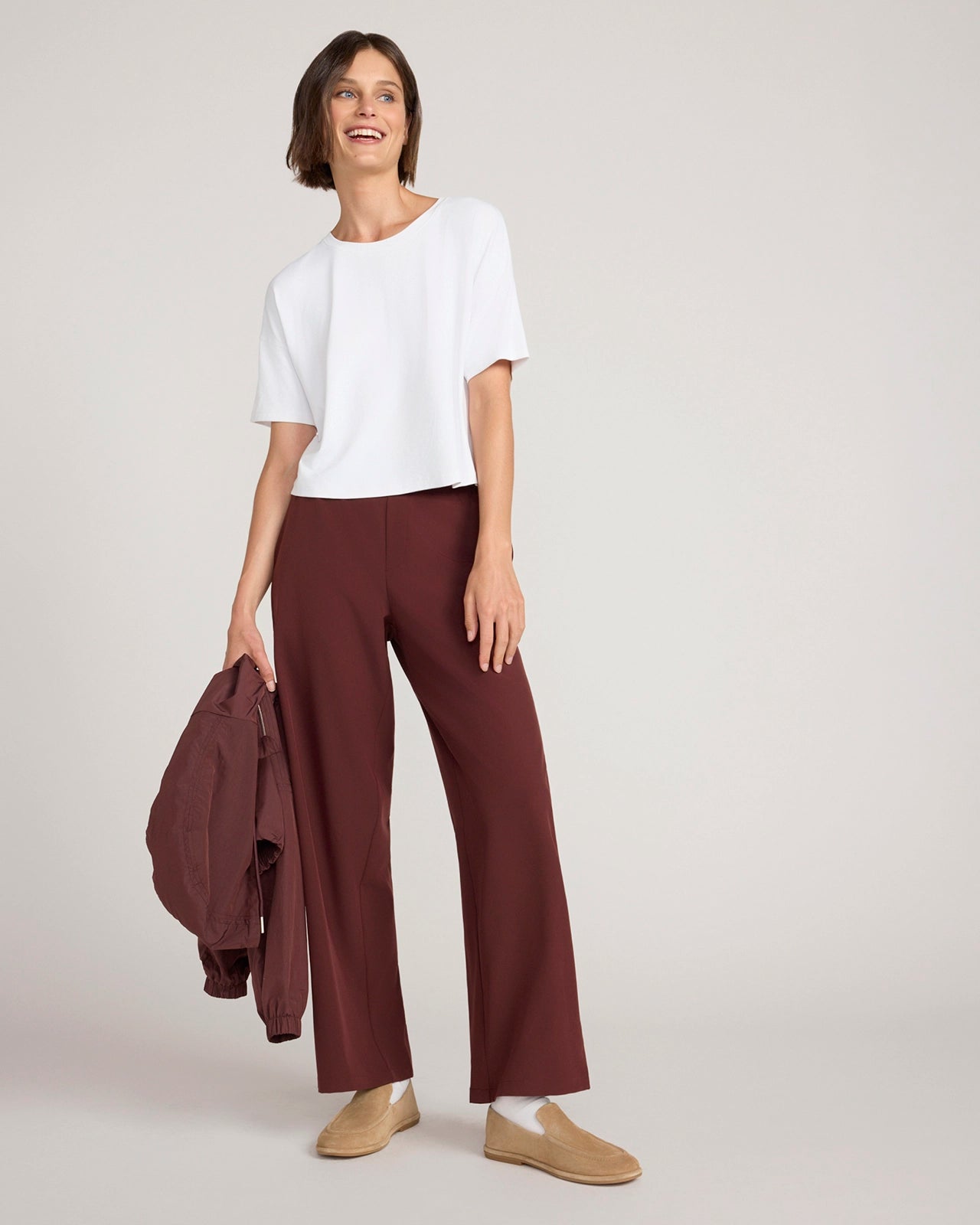The Soft Stretch Wide Leg Commuter Pant - Bitter Chocolate