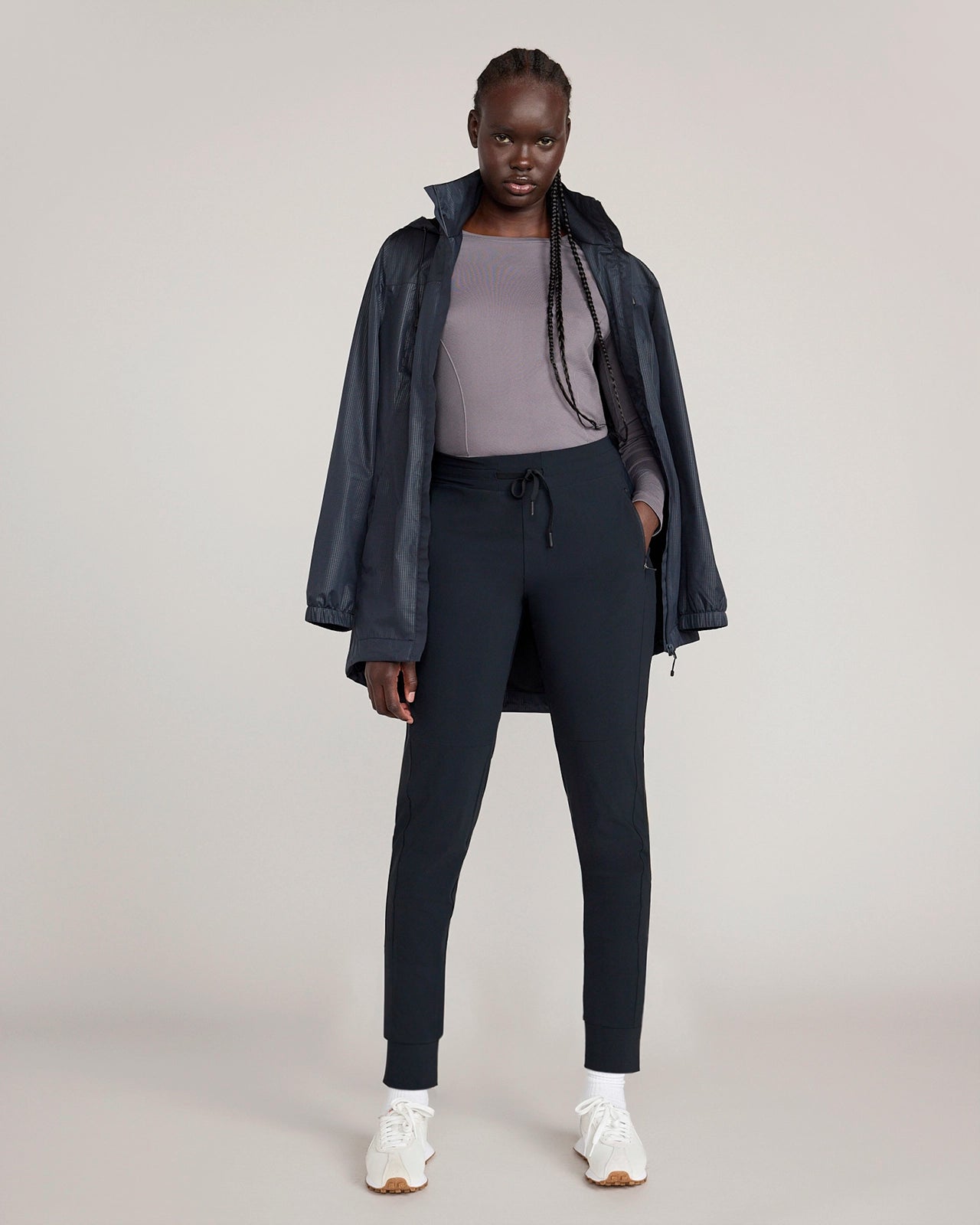 The Soft Stretch GRS Certified Recycled Nylon Carrot Leg Jogger - Black