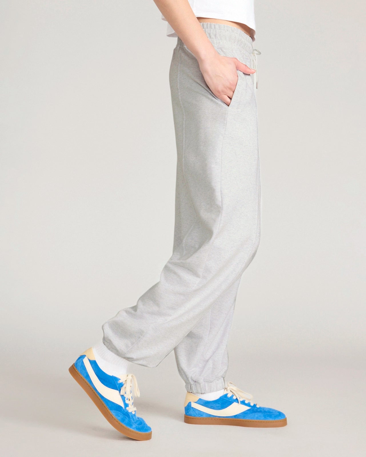 The Soft Luxe Barrel Leg Sweat Pant - Heather Grey