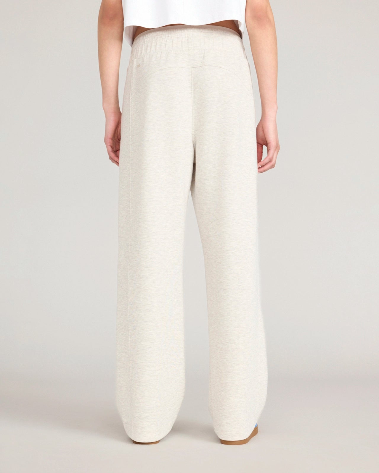 The Soft Luxe Double Knit Wide Leg Pant - Heather Oatmeal