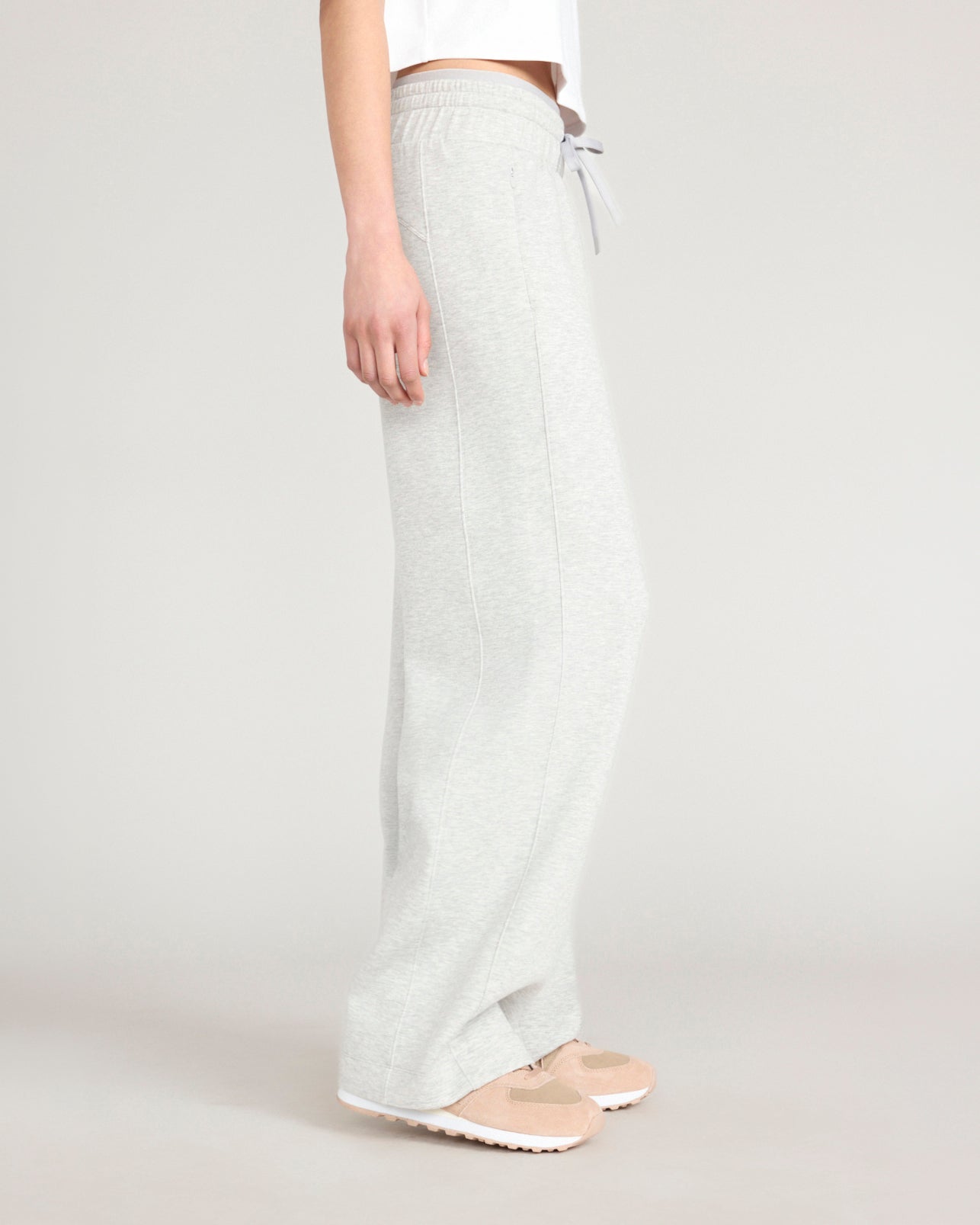 The Soft Luxe Double Knit Wide Leg Pant - Heather Concrete