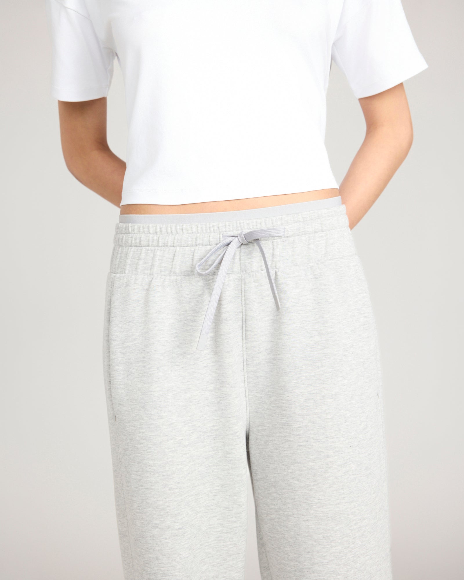 The Soft Luxe Double Knit Wide Leg Pant - Heather Concrete