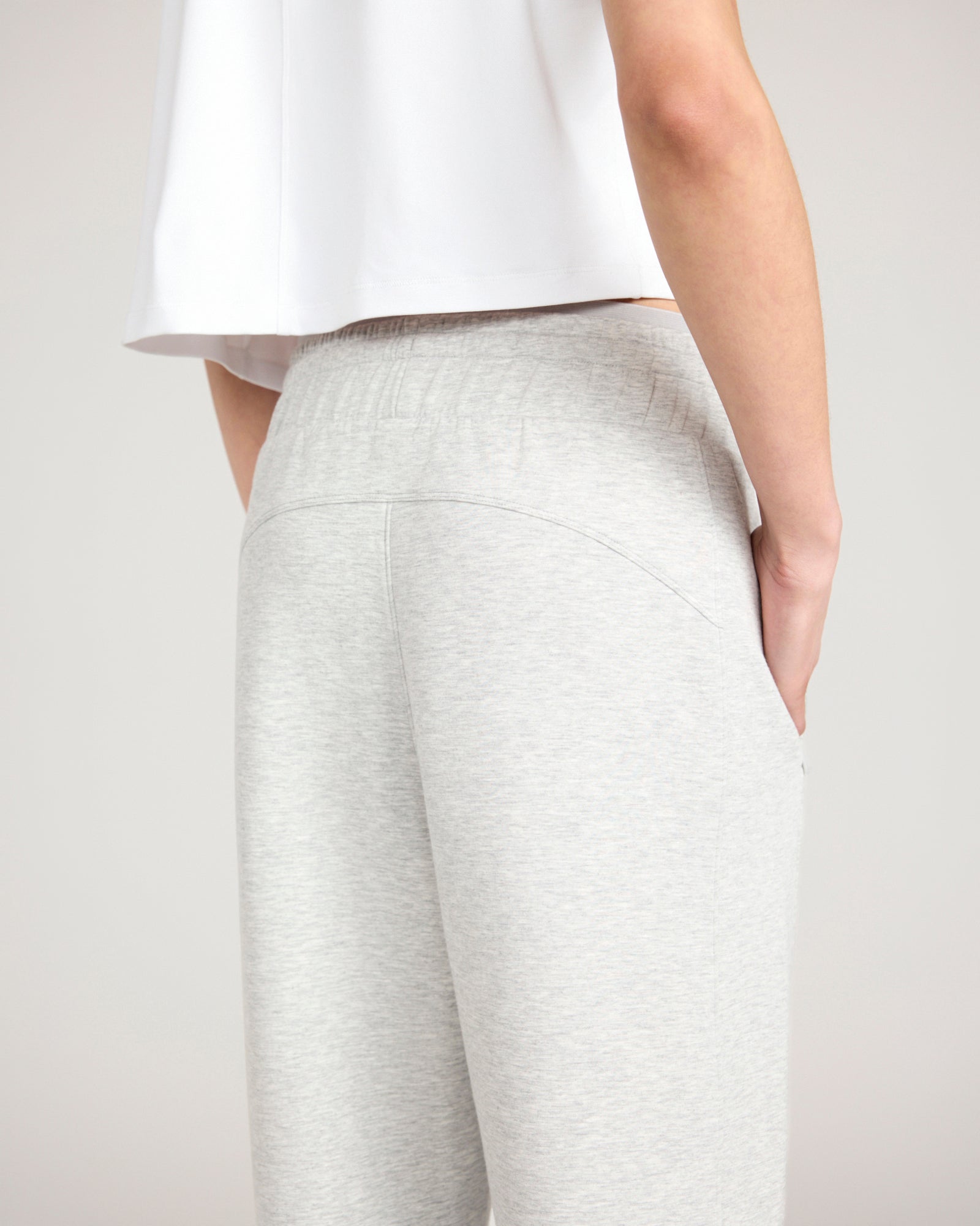 The Soft Luxe Double Knit Wide Leg Pant - Heather Concrete