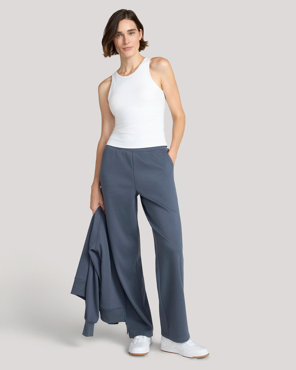 The Soft Luxe Bonded Fleece Wide Leg Pant - Blue