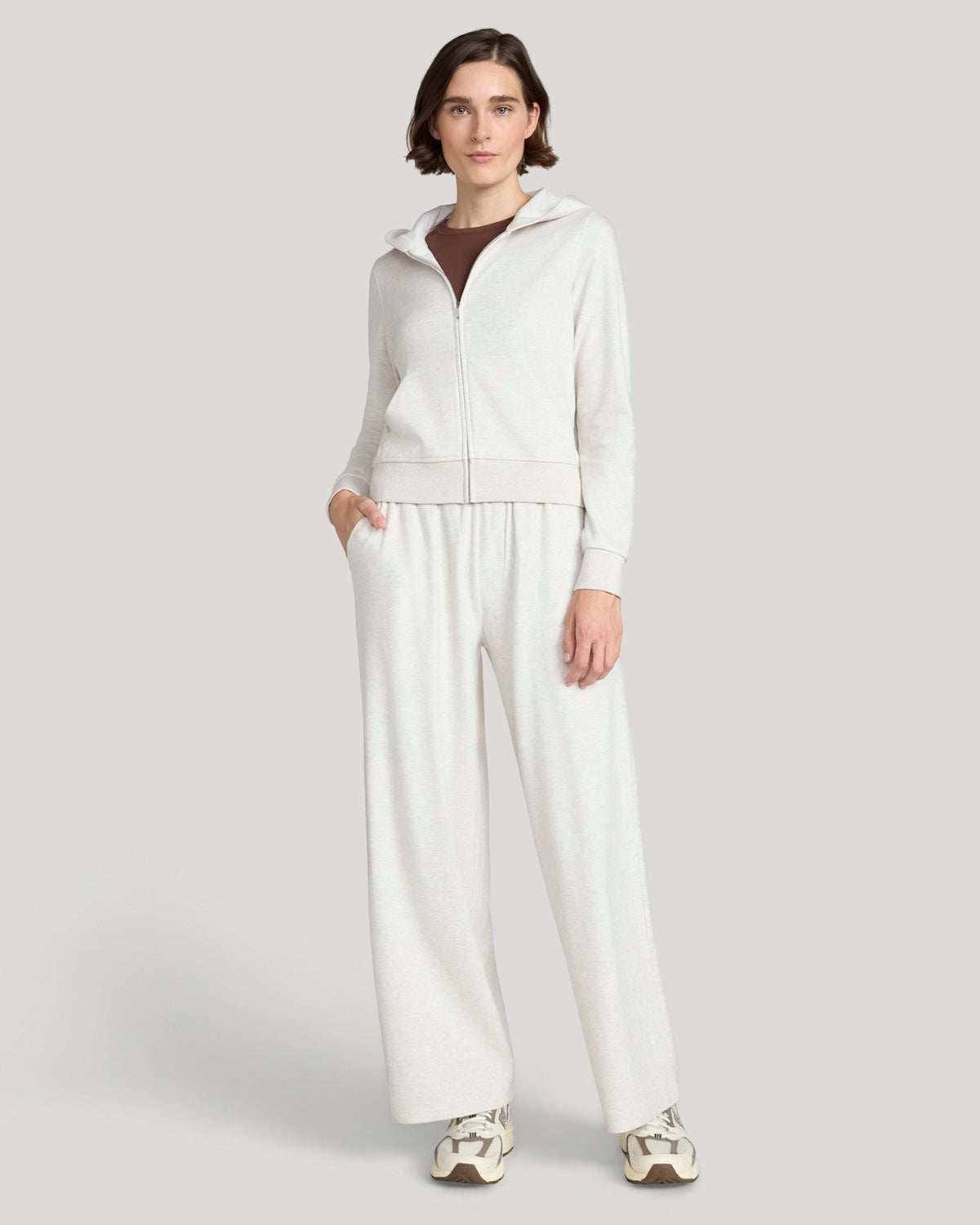 The Soft Luxe Cozy Rib Wide-Leg Pant - Heather Beige
