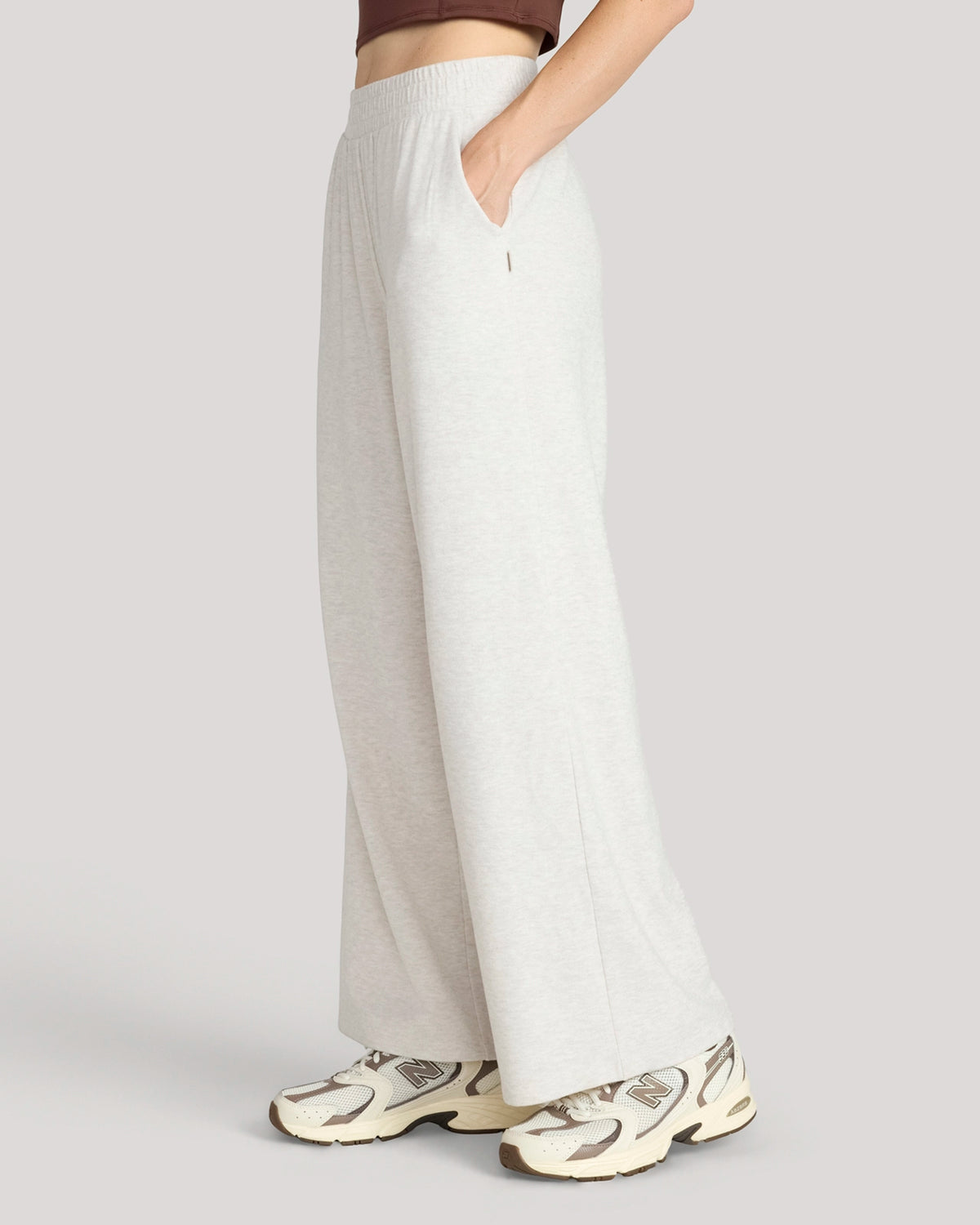The Soft Luxe Cozy Rib Wide-Leg Pant - Heather Beige