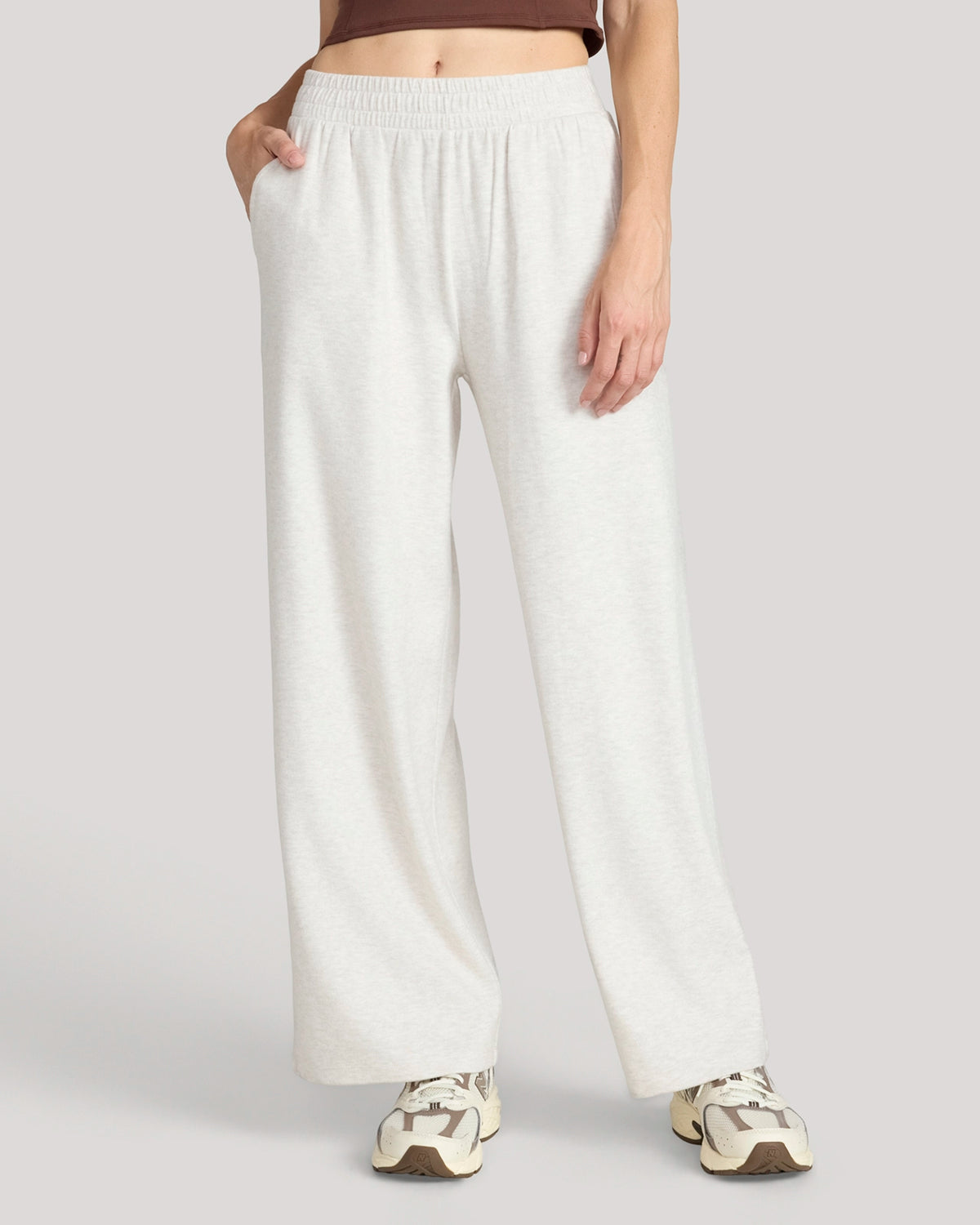 For general description, go to 'Main Product Description' region - The Soft Luxe Cozy Rib Wide-Leg Pant - Heather Beige