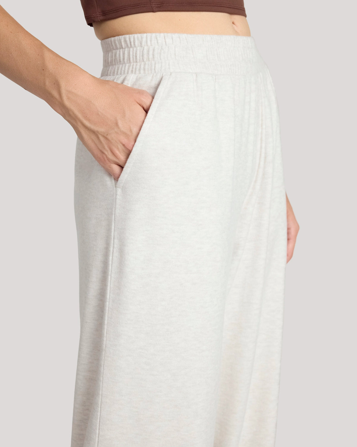 The Soft Luxe Cozy Rib Wide-Leg Pant - Heather Beige
