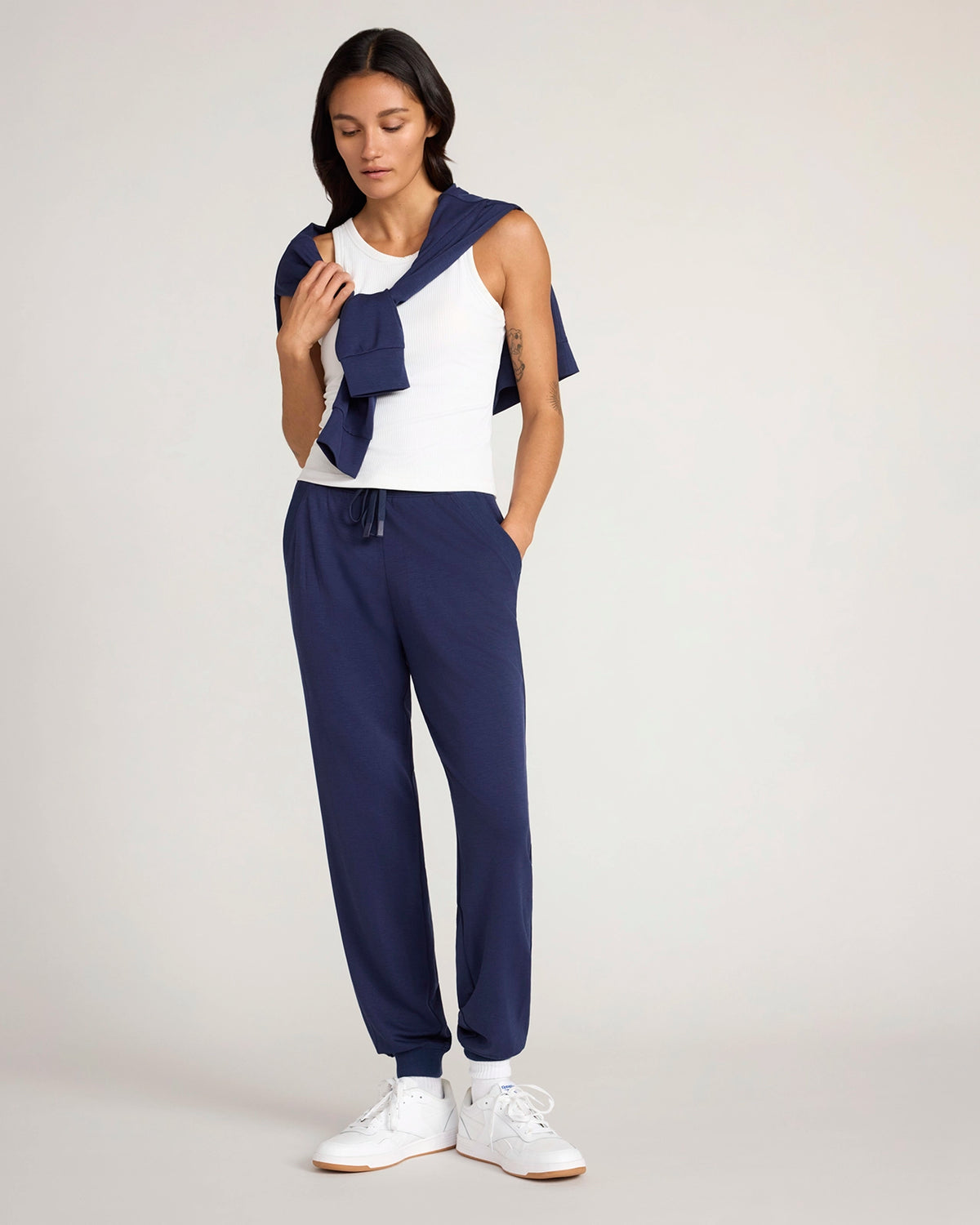 The Soft Luxe Sueded Rib Jogger - Peacoat Navy