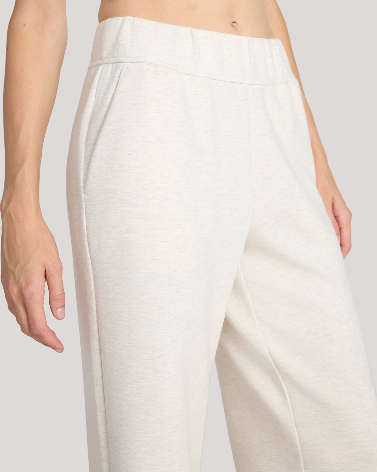 The Luxe Knit Brushed Wide Leg Pant - Heather Beige