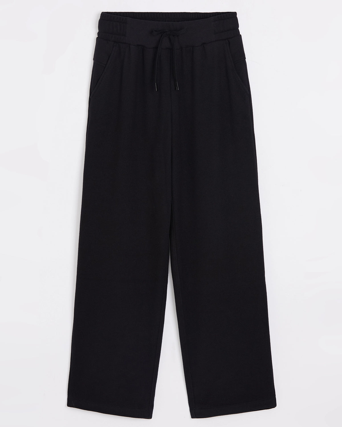 The Soft Luxe Melange Fleece Wide Leg Pant - Black